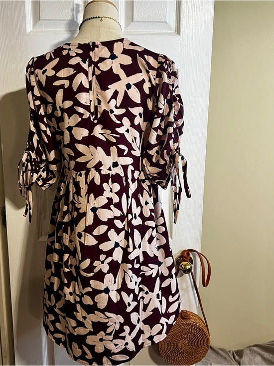 New Wednesdays Girl Bold Bloom Floral Pleated Tie Sleeve Festival Mini Dress S - Picture 9 of 17